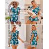 Ekouaer Maternity Shirts 3 Packs Flying Short Sleeve Nursing Tops Pregnancy Clothes(Black+floral Teal+grey(3pcs))