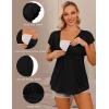 Ekouaer Maternity Shirts 3 Packs Flying Short Sleeve Nursing Tops Pregnancy Clothes(Black+floral Teal+grey(3pcs))