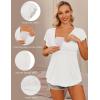 Ekouaer Maternity Shirts 3 Packs Flying Short Sleeve Nursing Tops Pregnancy Clothes(Black+grey+white(3pcs))