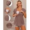 Ekouaer Maternity Shirts 3 Packs Flying Short Sleeve Nursing Tops Pregnancy Clothes(Black+white+brown(3pcs))