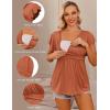 Ekouaer Maternity Shirts 3 Packs Flying Short Sleeve Nursing Tops Pregnancy Clothes(Caramel+grey+wine Red(3pcs))
