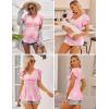 Ekouaer Maternity Shirts 3 Packs Flying Short Sleeve Nursing Tops Pregnancy Clothes(Dark Grey+army Green+floral Pink(3pcs))