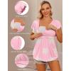 Ekouaer Maternity Shirts 3 Packs Flying Short Sleeve Nursing Tops Pregnancy Clothes(Dark Grey+army Green+floral Pink(3pcs))