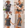Ekouaer Maternity Shirts 3 Packs Flying Short Sleeve Nursing Tops Pregnancy Clothes(Dark Grey+army Green+floral Pink(3pcs))