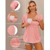 Ekouaer Maternity Shirts 3 Packs Flying Short Sleeve Nursing Tops Pregnancy Clothes(Light Grey+black+orange Pink(3pcs))