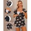 Ekouaer Maternity Shirts 3 Packs Flying Short Sleeve Nursing Tops Pregnancy Clothes(Wine Red+floral Black+dark Blue(3pcs))
