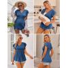 Ekouaer Maternity Shirts 3 Packs Flying Short Sleeve Nursing Tops Pregnancy Clothes(Wine Red+floral Black+dark Blue(3pcs))