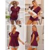 Ekouaer Maternity Shirts 3 Packs Flying Short Sleeve Nursing Tops Pregnancy Clothes(Wine Red+lake Blue+black(3pcs))