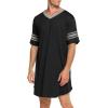 Ekouaer Men’s Nightshirt Comfy Nightwear Big&Tall V Neck Short Sleeve Soft Loose Pajama Sleep Shirt(Black)