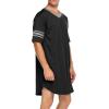 Ekouaer Men’s Nightshirt Comfy Nightwear Big&Tall V Neck Short Sleeve Soft Loose Pajama Sleep Shirt(Black)
