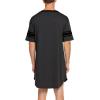 Ekouaer Men’s Nightshirt Comfy Nightwear Big&Tall V Neck Short Sleeve Soft Loose Pajama Sleep Shirt(Dark Grey)