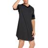 Ekouaer Men’s Nightshirt Comfy Nightwear Big&Tall V Neck Short Sleeve Soft Loose Pajama Sleep Shirt(Dark Grey)