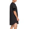 Ekouaer Men’s Nightshirt Comfy Nightwear Big&Tall V Neck Short Sleeve Soft Loose Pajama Sleep Shirt(Dark Grey)