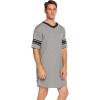Ekouaer Men’s Nightshirt Comfy Nightwear Big&Tall V Neck Short Sleeve Soft Loose Pajama Sleep Shirt(Light Grey)