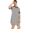 Ekouaer Men’s Nightshirt Comfy Nightwear Big&Tall V Neck Short Sleeve Soft Loose Pajama Sleep Shirt(Light Grey)