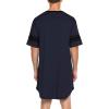 Ekouaer Men’s Nightshirt Comfy Nightwear Big&Tall V Neck Short Sleeve Soft Loose Pajama Sleep Shirt(Navy Blue)