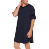 Ekouaer Men’s Nightshirt Comfy Nightwear Big&Tall V Neck Short Sleeve Soft Loose Pajama Sleep Shirt(Navy Blue)