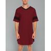 Ekouaer Men’s Nightshirt Comfy Nightwear Big&Tall V Neck Short Sleeve Soft Loose Pajama Sleep Shirt(Wine Red)