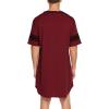 Ekouaer Men’s Nightshirt Comfy Nightwear Big&Tall V Neck Short Sleeve Soft Loose Pajama Sleep Shirt(Wine Red)