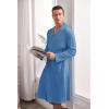 Ekouaer Mens Robes Lightweight Waffle Knit Kimono Bathrobe Long Sleeve Sleepwear Soft Knee Length Robe with Pockets S-3XL(Blue – V Neck)