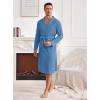 Ekouaer Mens Robes Lightweight Waffle Knit Kimono Bathrobe Long Sleeve Sleepwear Soft Knee Length Robe with Pockets S-3XL(Blue – V Neck)