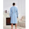 Ekouaer Mens Robes Lightweight Waffle Knit Kimono Bathrobe Long Sleeve Sleepwear Soft Knee Length Robe with Pockets S-3XL(Clear Blue)