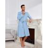 Ekouaer Mens Robes Lightweight Waffle Knit Kimono Bathrobe Long Sleeve Sleepwear Soft Knee Length Robe with Pockets S-3XL(Clear Blue)
