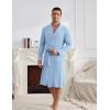 Ekouaer Mens Robes Lightweight Waffle Knit Kimono Bathrobe Long Sleeve Sleepwear Soft Knee Length Robe with Pockets S-3XL(Clear Blue)
