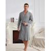 Ekouaer Mens Robes Lightweight Waffle Knit Kimono Bathrobe Long Sleeve Sleepwear Soft Knee Length Robe with Pockets S-3XL(Light Grey)