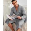 Ekouaer Mens Robes Lightweight Waffle Knit Kimono Bathrobe Long Sleeve Sleepwear Soft Knee Length Robe with Pockets S-3XL(Light Grey)