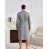 Ekouaer Mens Robes Lightweight Waffle Knit Kimono Bathrobe Long Sleeve Sleepwear Soft Knee Length Robe with Pockets S-3XL(Light Grey)
