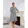 Ekouaer Mens Robes Lightweight Waffle Knit Kimono Bathrobe Long Sleeve Sleepwear Soft Knee Length Robe with Pockets S-3XL(Light Grey)