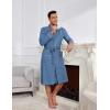 Ekouaer Mens Robes Lightweight Waffle Knit Kimono Bathrobe Long Sleeve Sleepwear Soft Knee Length Robe with Pockets S-3XL(Navy)