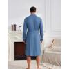 Ekouaer Mens Robes Lightweight Waffle Knit Kimono Bathrobe Long Sleeve Sleepwear Soft Knee Length Robe with Pockets S-3XL(Navy)