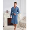 Ekouaer Mens Robes Lightweight Waffle Knit Kimono Bathrobe Long Sleeve Sleepwear Soft Knee Length Robe with Pockets S-3XL(Navy)