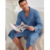 Ekouaer Mens Robes Lightweight Waffle Knit Kimono Bathrobe Long Sleeve Sleepwear Soft Knee Length Robe with Pockets S-3XL(Navy)