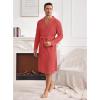 Ekouaer Mens Robes Lightweight Waffle Knit Kimono Bathrobe Long Sleeve Sleepwear Soft Knee Length Robe with Pockets S-3XL(Red – V Neck)