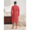Ekouaer Mens Robes Lightweight Waffle Knit Kimono Bathrobe Long Sleeve Sleepwear Soft Knee Length Robe with Pockets S-3XL(Red – V Neck)