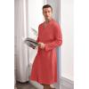 Ekouaer Mens Robes Lightweight Waffle Knit Kimono Bathrobe Long Sleeve Sleepwear Soft Knee Length Robe with Pockets S-3XL(Red – V Neck)