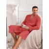 Ekouaer Mens Robes Lightweight Waffle Knit Kimono Bathrobe Long Sleeve Sleepwear Soft Knee Length Robe with Pockets S-3XL(Red – V Neck)