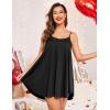 Ekouaer Nightgown Sexy Lingerie for Women Nightwear Lace Chemise Sleeveless Camisole Slip Dress Babydoll Sleepwear(A-black)