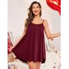 Ekouaer Nightgown Sexy Lingerie for Women Nightwear Lace Chemise Sleeveless Camisole Slip Dress Babydoll Sleepwear(A-dark Red)
