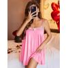 Ekouaer Nightgown Sexy Lingerie for Women Nightwear Lace Chemise Sleeveless Camisole Slip Dress Babydoll Sleepwear(A-pastel Pink)