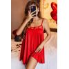 Ekouaer Nightgown Sexy Lingerie for Women Nightwear Lace Chemise Sleeveless Camisole Slip Dress Babydoll Sleepwear(A-red)