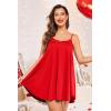 Ekouaer Nightgown Sexy Lingerie for Women Nightwear Lace Chemise Sleeveless Camisole Slip Dress Babydoll Sleepwear(A-red)