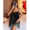 Ekouaer Nightgown Sexy Lingerie for Women Nightwear Lace Chemise Sleeveless Camisole Slip Dress Babydoll Sleepwear(Black Butterfly)