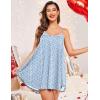 Ekouaer Nightgown Sexy Lingerie for Women Nightwear Lace Chemise Sleeveless Camisole Slip Dress Babydoll Sleepwear(Blue Red Flowers)