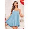 Ekouaer Nightgown Sexy Lingerie for Women Nightwear Lace Chemise Sleeveless Camisole Slip Dress Babydoll Sleepwear(Clear Blue)