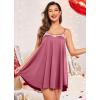 Ekouaer Nightgown Sexy Lingerie for Women Nightwear Lace Chemise Sleeveless Camisole Slip Dress Babydoll Sleepwear(Deep Pink)