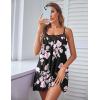 Ekouaer Nightgown Sexy Lingerie for Women Nightwear Lace Chemise Sleeveless Camisole Slip Dress Babydoll Sleepwear(Floral Black Pink)